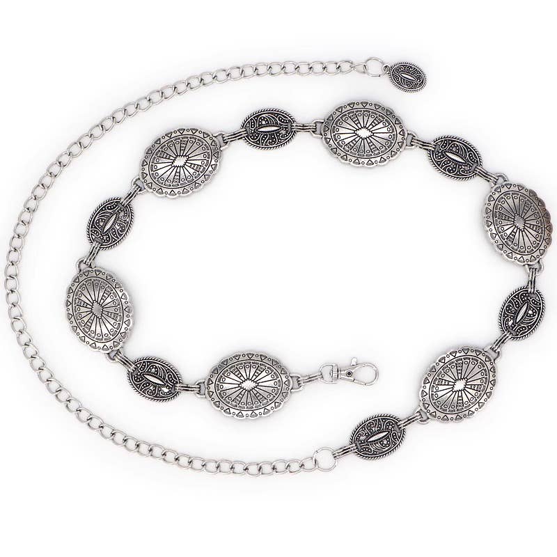 High-End Ethnic Style Vintage Metal Belt Chain: Golden / M