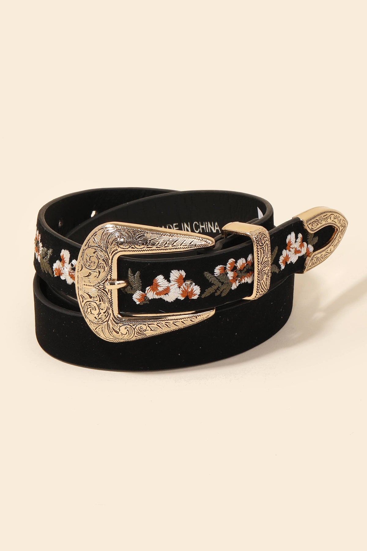 Anarchy Street Flower Embroidered Etch Buckle Belt