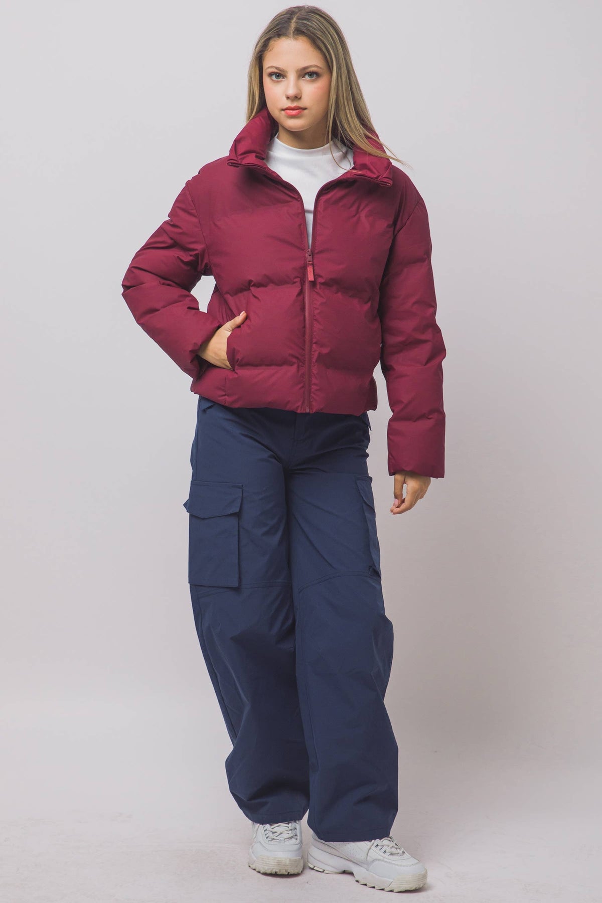 Peace Love Line Women's Zip-Front Puffer Jacket (PM6105) – Espresso