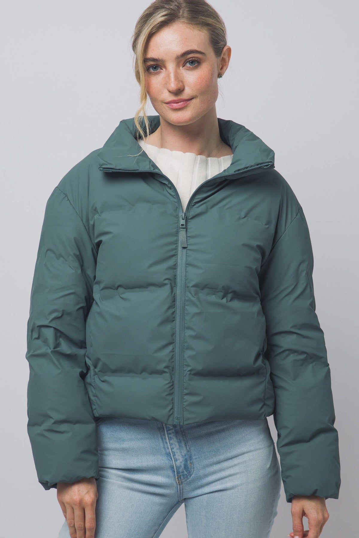 Peace Love Line Women's Zip-Front Puffer Jacket (PM6105) – Espresso