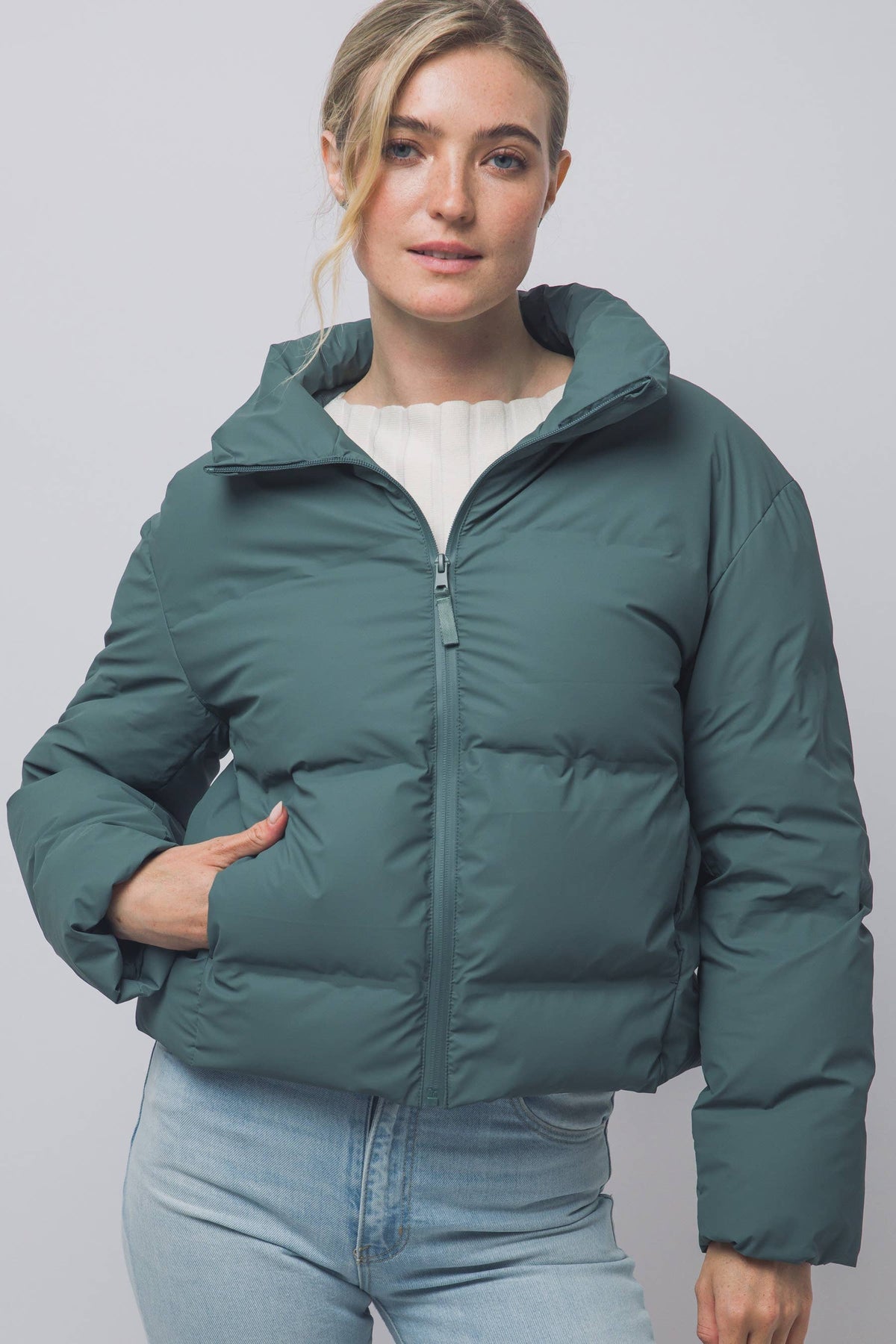Peace Love Line Women's Zip-Front Puffer Jacket (PM6105) – Espresso