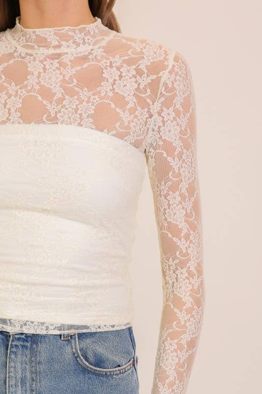 Timing Layer Me Lace High Neck Top