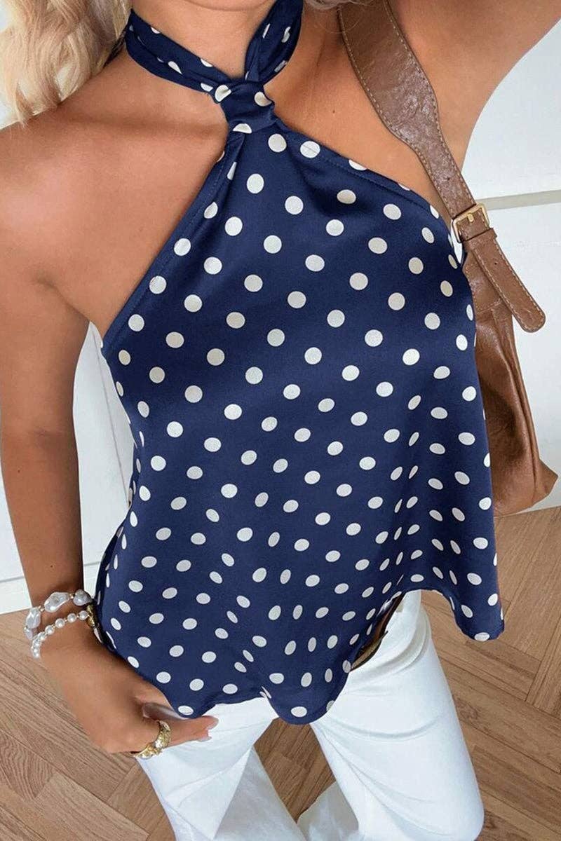 Soli Echo Polka Dot Halter Neck Tank Top – Brown