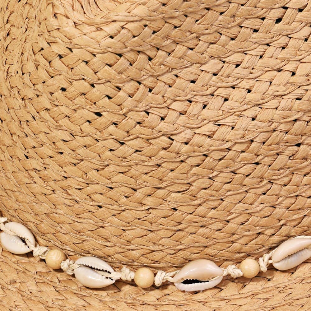Cowrie Shell Straw Braided Cowboy Hat: IV
