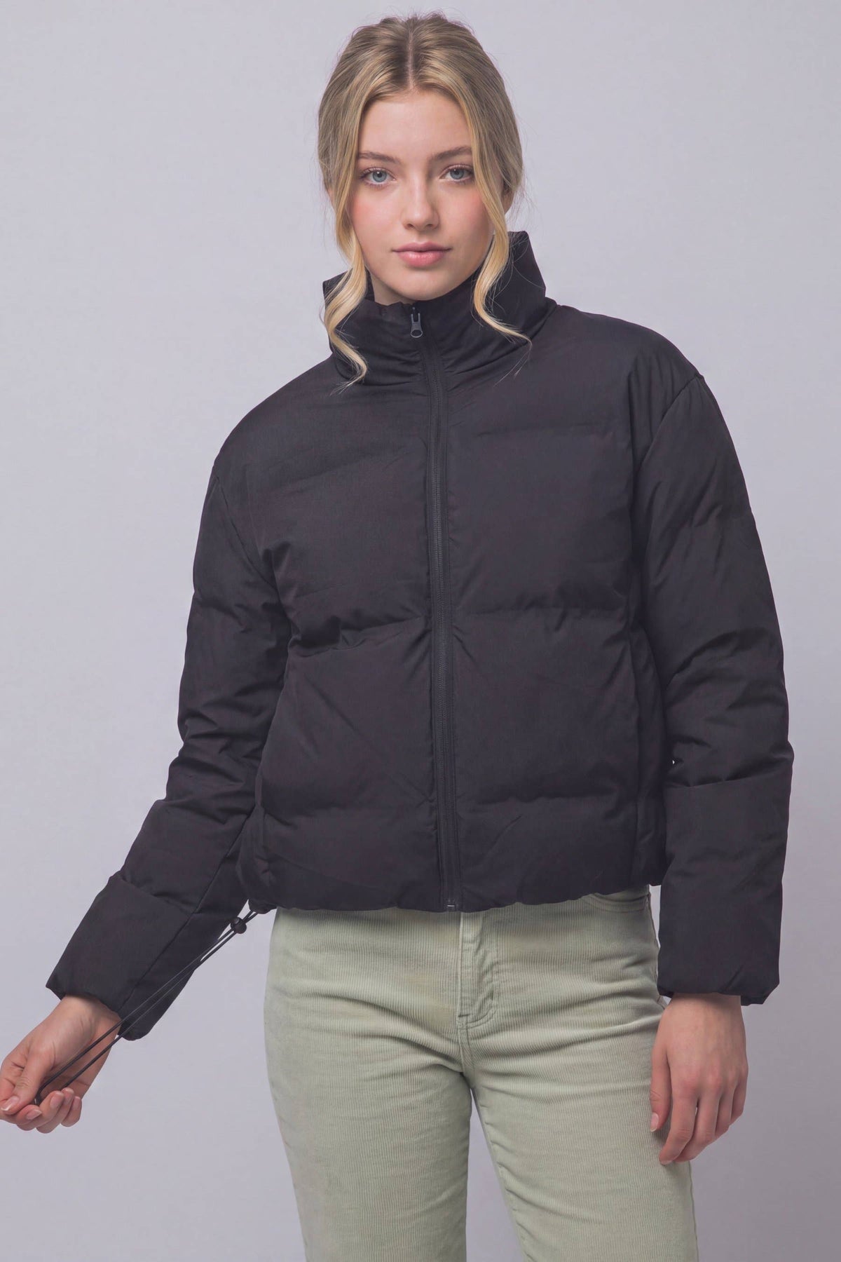 Peace Love Line Women's Zip-Front Puffer Jacket (PM6105) – Espresso