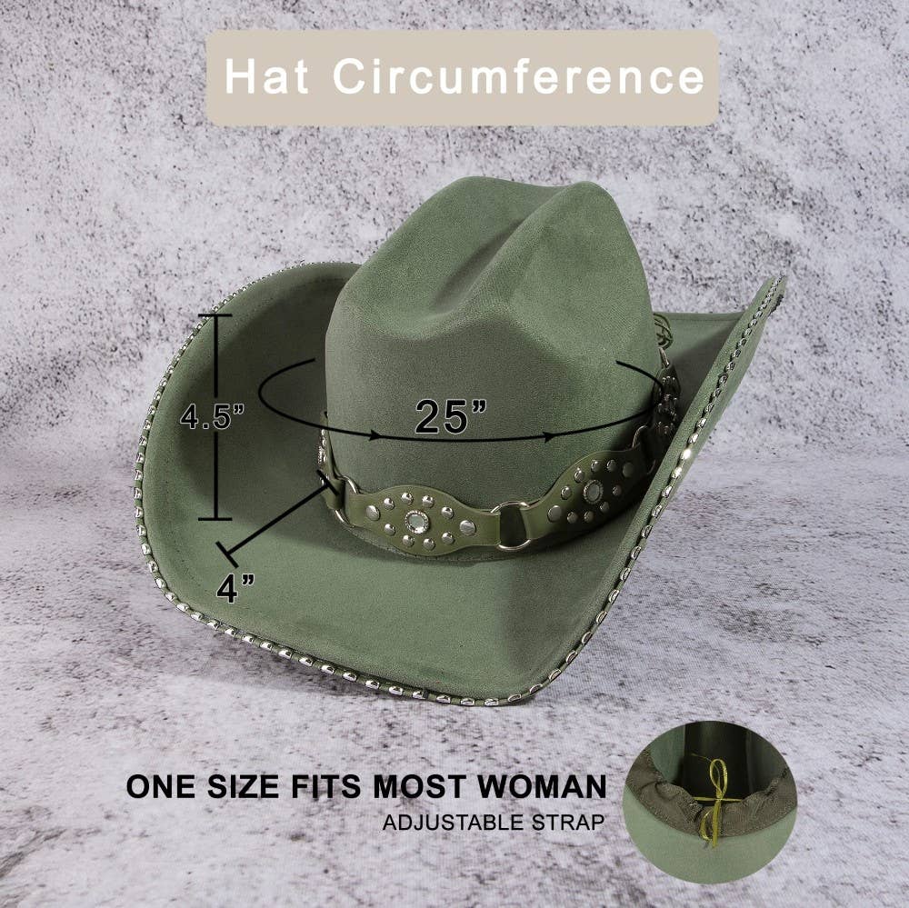 Anarchy Street Vegan Leather Studded Western Cowboy Hat