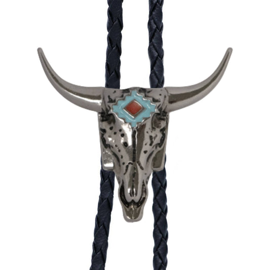 Longhorn Silver Metal Bolo Tie