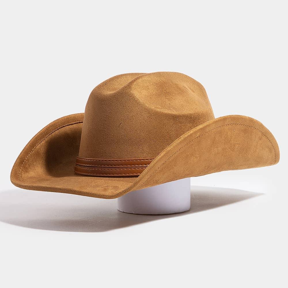 Anarchy Street Double Belt Faux Suede Cowboy Hat – Br
