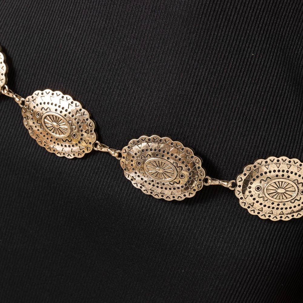 Oval Western Concho Disc Chain Belt: G