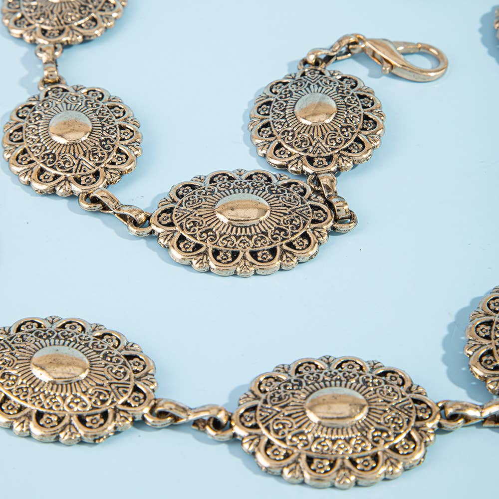 Anarchy Street Ornate Filigree Oval Concho Chain Belt
