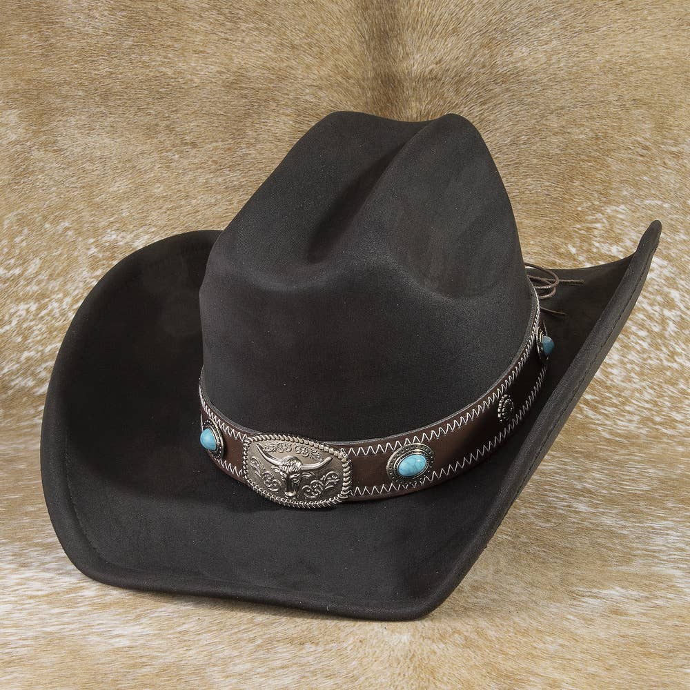 Anarchy Street Western Cowboy Hat With Longhorn Buckle Concho – Lbr