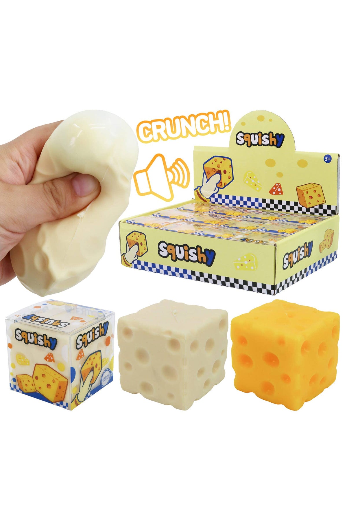 Cap Zone Mini Cheese Zero Rebound Crunchy Bead Slime Filled Squishy – Assorted