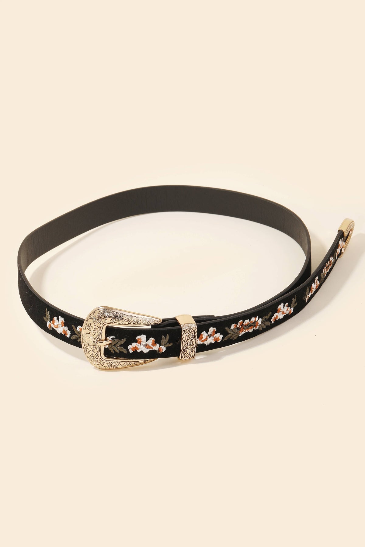 Anarchy Street Flower Embroidered Etch Buckle Belt