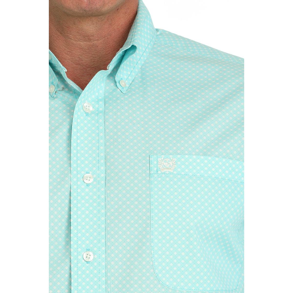 nan Cinch Men's Geometric Print Button Down Western Shirt - Turquoise, nan: M, nan: nan, nan: nan