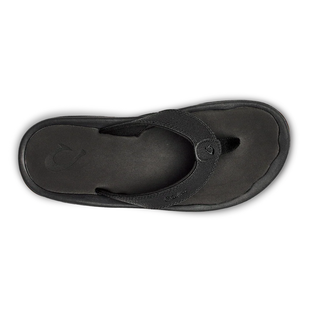 nan Olukai Men's Ohana Leather Waterproof Flip Flop Sandal  Black, nan: 8, nan: nan, nan: nan
