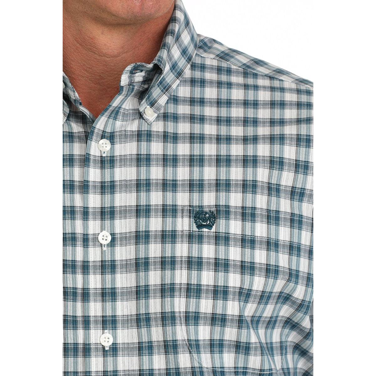 nan Cinch Men's Short Sleeve Plaid Button Down Western Shirt - Cream, nan: M, nan: nan, nan: nan