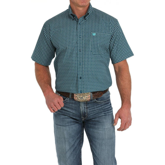 Cinch Cinch Men's Short Sleeve Geometric Print Button Down Western Shirt - Blue, SIZE: XS, nan: nan, nan: nan