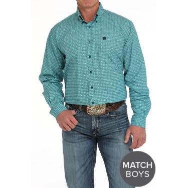 Cinch Cinch Men's Medallion Print Button Down Western Shirt - Turquoise, SIZE: XS, nan: nan, nan: nan