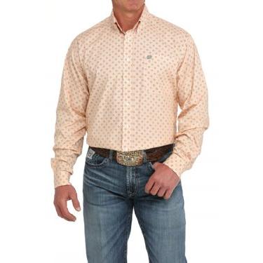 Cinch Cinch Men's Geometric Print Button Down Western Shirt - Orange, SIZE: XS, nan: nan, nan: nan