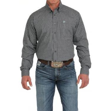 Cinch Cinch Men's Geometric Print Button Down Western Shirt - Grey, SIZE: XS, nan: nan, nan: nan