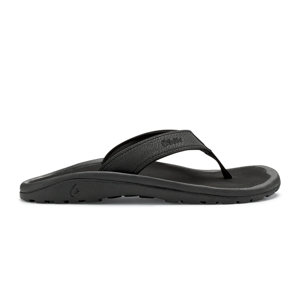 OLUKAI Olukai Men's Ohana Leather Waterproof Flip Flop Sandal  Black, Size: 7, nan: nan, nan: nan