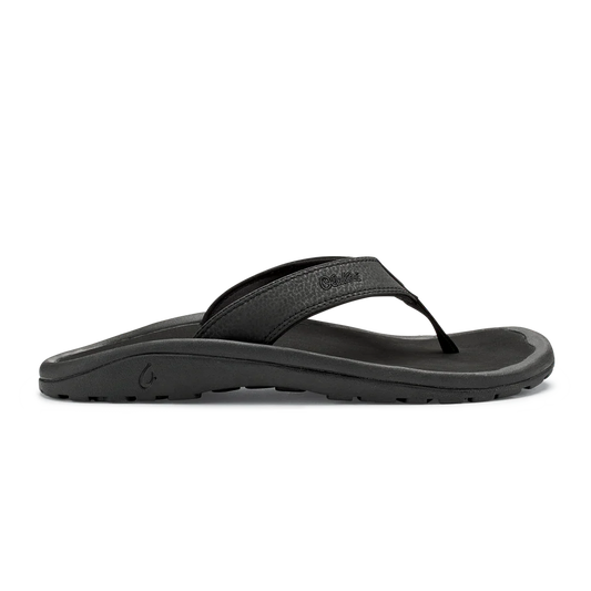OLUKAI Olukai Men's Ohana Leather Waterproof Flip Flop Sandal  Black, Size: 7, nan: nan, nan: nan