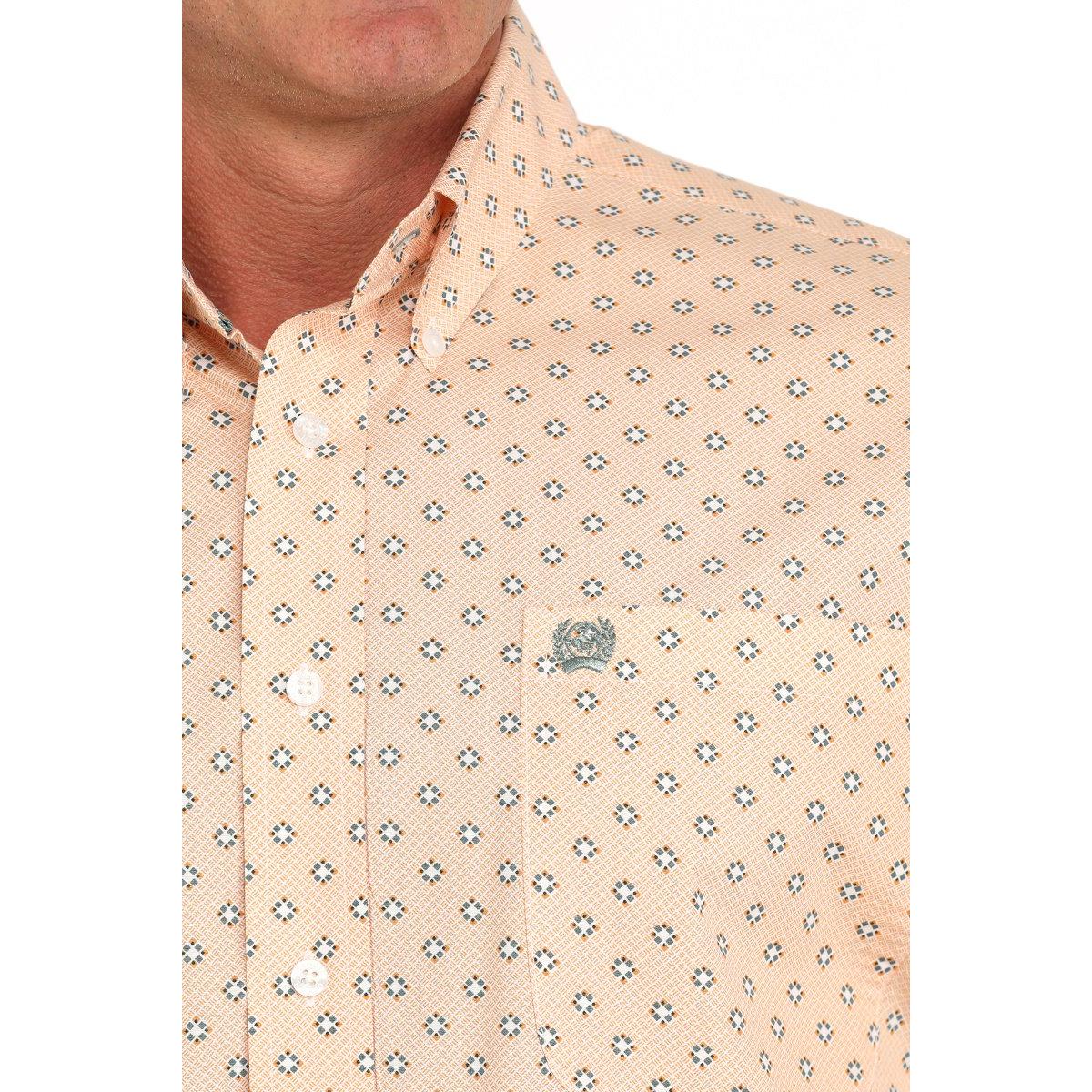 nan Cinch Men's Geometric Print Button Down Western Shirt - Orange, nan: M, nan: nan, nan: nan